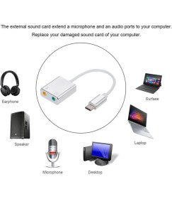 Resim Derwell Type-C Tipi Harici Ses Kartı Adaptörü Hi-Fi Magic Voice 7.1 Ch Ses Kartı Adaptörü Kulaklık Mikrofon Dizüstü Çevirici Yüksek Hızlı Type Ses Kartı 