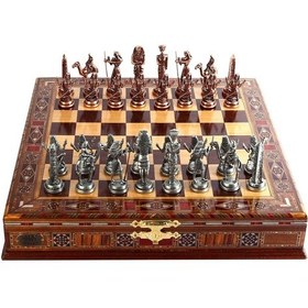 Resim Metal Mısır Satranç Takımı Antik Ve El Yapımı Masif Ahşap Sandıkl 