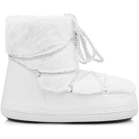 Resim Darla Kalın Tabanlı Kürklü Kadın Kar Botu Beyaz 