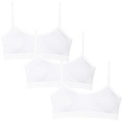 Resim Kız Genç İp Askılı Pedli Yarım Atlet Büstiyer 3'lü Alıştırma Sütyeni Beyaz 