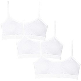 Resim Kız Genç İp Askılı Pedli Yarım Atlet Büstiyer 3'lü Alıştırma Sütyeni Beyaz 