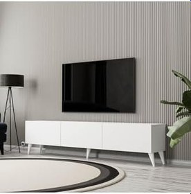 Resim Mezza 1250 Elisa 3 Kapakli Kulpsuz 180 Cm Ayakli Tv Ünitesi Beyaz 