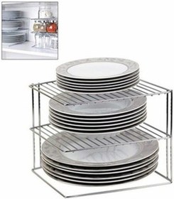 Resim Mutfak Dolap İçi 3 Katlı Ayraç Mutfak Rafı Tabaklık Bardaklık Gri 