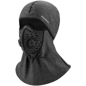 Resim Rockbros Lf7127 Motosiklet Erkek Kadın Kış Sıcak Kap Kayak Balaclava Nefes Valfli Açık Yüz Maskesi - Gri 