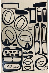 Resim FD Damla Etiket Renault Clio 4 Torpido, Konsol, Trim, Göğüs Maun Kaplama Siyah Renk Özel Dizayn 