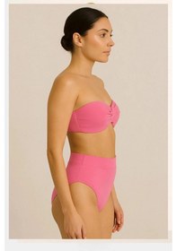 Resim Pierre Cardin Kadın Pembe Dolgulu Straplez Yüksek Bel Bikini Takım Çok Renkli 