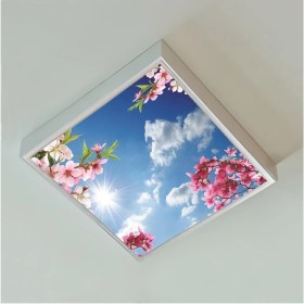 Resim Gökyüzü Panel Ledli Yatak Odası 60WATT AVIZE-60 cm x 60 cm - Tavana Yapışık-Kolay Montaj Avize 