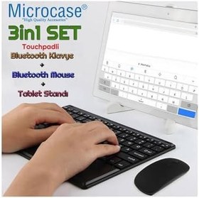 Resim Microcase Samsung Galaxy Tab S9+ S9 plus 12.4 Tablet için Touchpad Bluetooth Klavye 24 cm (TR Sticker) + Bluetooth Mouse + Stand - AL2766 