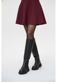 Resim V973222209 Siyah Kalın Tabanlı Kadın Binici Çizmesi Siyah 