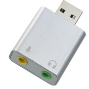 Resim Moveevo Usb 2.0 Dış Ses Kartı - 3.5mm Kulaklık Ve Mikrofon Dönüştürücü, Usb'li Cihazlar İçin, Sürücü Gerektirmeyen, Gümüş Renk 