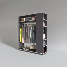 Resim Kenzlife giysi dolabı bayram 180*150*40 gri gardırop 