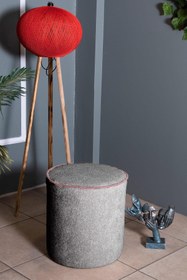 Resim Gazzini Furniture Venice Gri Teddy Puf- Yuvarlak Makyaj Masası Pufu 