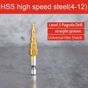 Resim Titanyum Yüksek Hızlı Çelik Adım Matkap, 4-12mm - Ahşap ve Metal için Çok Yönlü, Altıgen Shank Tasarımı, Dayanıklı HSS Titanyum Kaplamalı Bit 