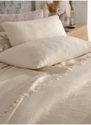 Resim destinyhometex Ivory Renkli 4 Katlı Muslin %100 Pamuk Çift Kişillik Yatak Örtüsü/Pike 230x250 Cm Battal Boy 