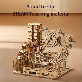 Resim Ahşap 3D Mekanik Bulmaca DIY Kiti, Spiral Treble Topu İzleme, Yetişkin STEM Öğrenme Oyuncak, Yüksek Beyin Teaser, Eğitici El Yapımı Montaj Oyuncak 