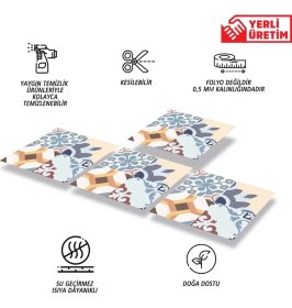 Resim Kendinden Yapışkanlı Modern 4'lü Desenli Pvc Karo 30X30 cm (33 Adet) 3m2 
