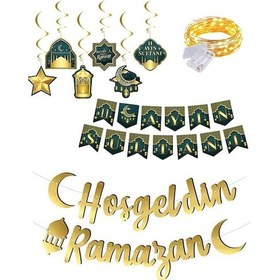 Resim Ful Set Ramazan Süsü + Peri Led - Bayram Banner - Kaligrafi Hoş Geldin Ramazan Banner Süs 