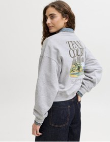 Resim Jack & Jones Kadin Sirt Baskili Sweatshirt - Gia - 12290097 Light Grey Melange 