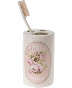 Resim 2 Adet Seramik Diş Fırçalık Bahar Desenli 7x7x11cm Banyo Seti Çok Renkli 