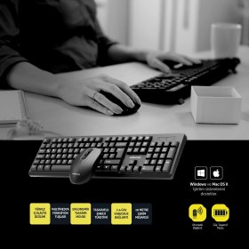 Resim Polosmart PSK13 Kablosuz Klavye & Mouse Set Siyah 