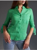 Resim Stylezone Kadın Keten Oversize Gömlek Şık Büyük Beden 162393366 Yeşil 