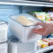 Resim 3 Parça BPA İçermeyen Plastik Gıda Saklama Kabı Seti - Süzgeçli, Sızdırmaz, Buzdolabına Uygun, Yeniden Kullanılabilir Çok Amaçlı Mutfak Organizatörü (Meyve ve Sebze için) 