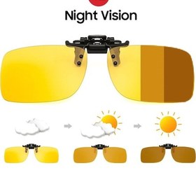 Resim Vıvıbee Polarize Kare Güneş Gözlüğü - Fotokromik Lensli Gece Sürüş Klip Gözlükkırmızıwhıte51 Beyaz 