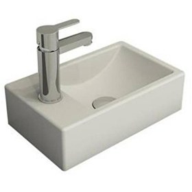 Resim Bocchi Milano Dar Sol Lavabo 37 cm Mat Beyaz 