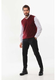 Resim Pelikan Erkek Çizgili V Yaka Süveter 9625 Kiremit 