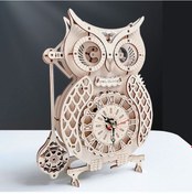 Resim Lemestar Ahşap Baykuş Model Saati - 3d Mekanik Puzzle, 122 Parça, Laser Kesimli, Ev Dekoru, 14+, Akurat Saat Gösterimi 