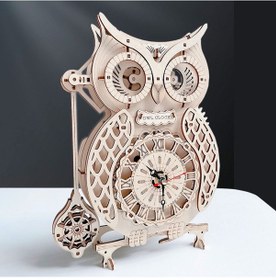 Resim Lemestar Ahşap Baykuş Model Saati - 3d Mekanik Puzzle, 122 Parça, Laser Kesimli, Ev Dekoru, 14+, Akurat Saat Gösterimi 