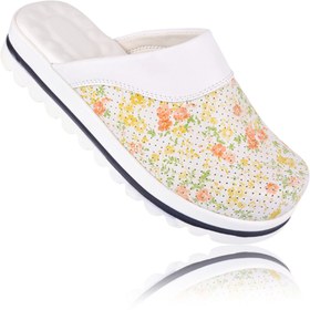 Resim FootFlex Kadın Yeşil Çiçek Desenli Sabo Terlik 