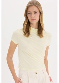 Resim DeFacto Slim Fit Dar Kesim Kayık Yaka Soft Touch Kısa Kollu Tişört E7016AX25SPER182 