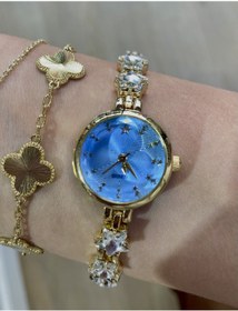 Resim Leylak Takı Star gold renk çelik saat 