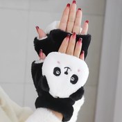 Resim Sıcaklık ve Dekorasyon için Kalın Pluş Esnekli Kadın Kış Eldiveni, Rahat Hafta Sonu Kullanımı için Çıkarılabilir, Dikişli 1 Çift Paket - Flip Üstü Polyester Kış Eldiveni 