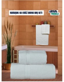 Resim Goldroom Can 2 Li Pamuklu Banyo Havlu Seti Beyaz 