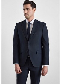 Resim Süvari Lacivert Slim Sivri Yaka Kazayağı Armürlü Torba Cep Standart 6 Drop Takım Elbise Tk1020000350-m09 