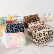 Resim 1 Adet Büyük Kapasiteli Leopar Desenli Kozmetik Organizer Çantası - Yumuşak Plüş İç Ağırlıklı, Fermuarlı Makyaj ve Kırtasiye Saklama Kutusu - Kadınlar, Erkekler, Öğrenciler, Seyahat, Okul, Ofis için - Siyah/Bej/Pembe/Mavi/Turkuaz/Açık Mavi/Yeşil Pastel/Kadife Mavisi, Dayanıklı Kumaş, Moda Aksesuar, Seyahat Gereçleri 