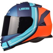 Resim LS2 Storm Slant Mat Mavi-turuncu Kask ( Siyah Camlı ) 