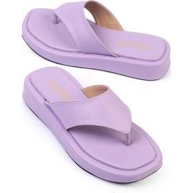 Resim Shoetek Linca Kadın Terlik Parmak Arası Lila Deri Lila 