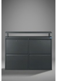 Resim Lıccıa Metal Ayakkabılık 2 Li Yatay Kilitli Model Antrasit 