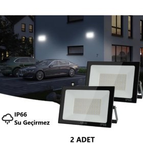 Resim Rultech 2 Adet LED Işık Projektör 100W Beyaz Işık 6500K 9000LM Bahçe Duvar Yol Aydınlatma Dış&iç Mekan 