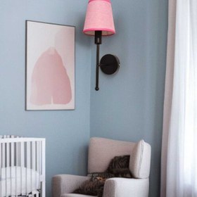Resim BSA LIGHTING POLEN TEKLİ SİYAH BOYALI ÇOCUK ODASI APLİK (PEMBE KONİK ABAJURLU) 