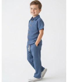 Resim Miababy Gofreli Yazlık Gömlek 2li Takım İndigo 