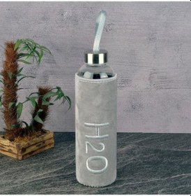 Resim Tohana H2o Peluş Kılıflı Cam Matara 600 Ml Gri H2o88607 