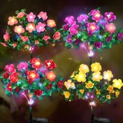 Resim 2 adet Güneş Enerjili LED Rododendron Çiçek Işıkları, Sıcak Parıltılı Yapay Çiçekli Bahçe Süslemeleri Pembe ve Sarı Renklerde Bayramlık Atmosfer İçin, Enerji Tasarruflu Dış Mekan Yolu Aydınlatması, Güneşli Bahçe Işıkları 