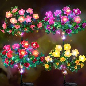 Resim 2 adet Güneş Enerjili LED Rododendron Çiçek Işıkları, Sıcak Parıltılı Yapay Çiçekli Bahçe Süslemeleri Pembe ve Sarı Renklerde Bayramlık Atmosfer İçin, Enerji Tasarruflu Dış Mekan Yolu Aydınlatması, Güneşli Bahçe Işıkları 