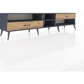Resim Hyperion Tv Ünitesi 2 Raflı 2 Çekmeceli 220x44x51 Antrasit-antrasit/çam Antrasıt/atlas Çam - Antrasıt 