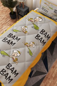 Resim BelezaHome Sarı Gri Bam Bam Desenli Tek Kişilik Çocuk Yorganı Uyku Seti 