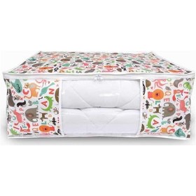 Resim Vedsey Home Baza Altı Pencereli Büyük Boy Hayvan Baskılı Hurç 70 x 50 x 25 CM Çok Renkli 